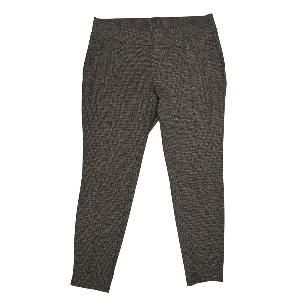Time and Tru Womens XL Gray Herringbone Pintuck Pull On Leggings Dress Pants